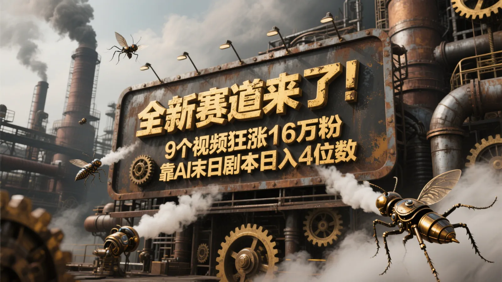 全新赛道来了！9个视频狂涨16万粉，靠AI末日剧本日入4位数，评论区爆肝追更！-一起筹课网