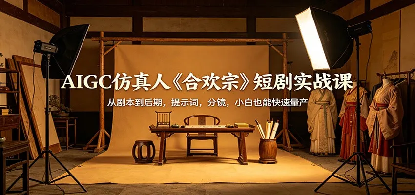 AIGC仿真人《合欢宗》短剧实战课：从剧本到后期，提示词，分镜，小白也能快速量产-一起筹课网