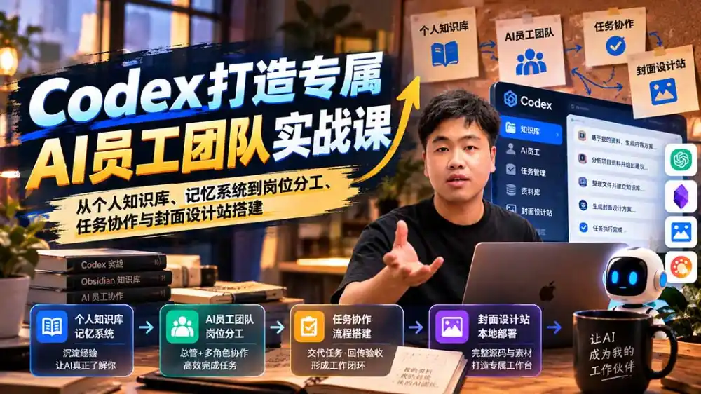 【无水印】Codex打造专属AI员工团队实战课：从个人知识库、记忆系统到岗位分工、任务协作与封面设计站搭建-一起筹课网