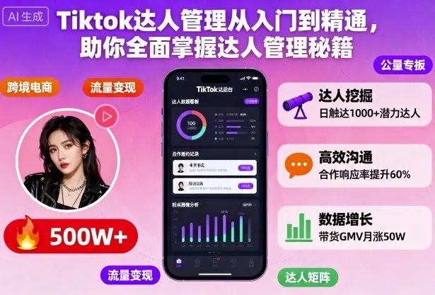 Tiktok达人管理从入门到精通,助你全面掌握达人管理秘籍-一起筹课网