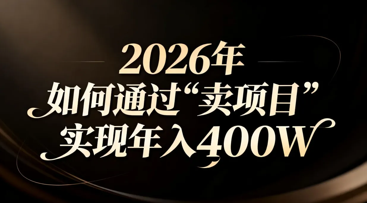 2026年如何通过“卖项目”实现年入百万-一起筹课网