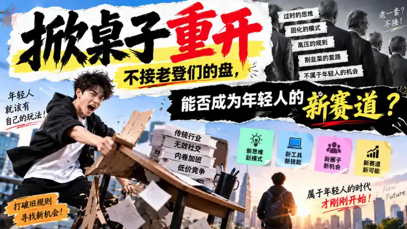 某公众号付费文章：掀桌子重开，不接老登们的盘，能否成为年轻人的新赛道？-一起筹课网