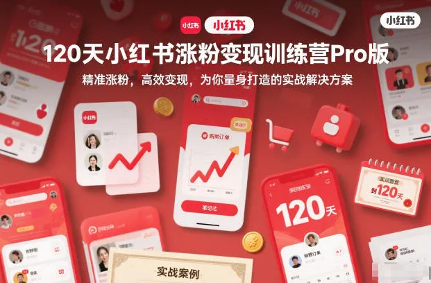 120天小红书涨粉变现训练营Pro版，精准涨粉，高效变现，为你量身打造的实战解决方案-一起筹课网