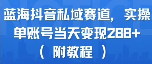 蓝海抖音私域赛道，实操单账号当天变现288+(附教程)-一起筹课网
