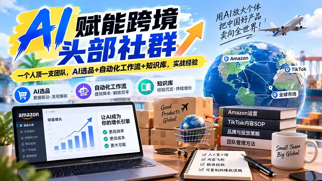 AI赋能跨境头部社群-更新9月：一个人顶一支团队，AI选品+自动化工作流+知识库，实战经验-一起筹课网