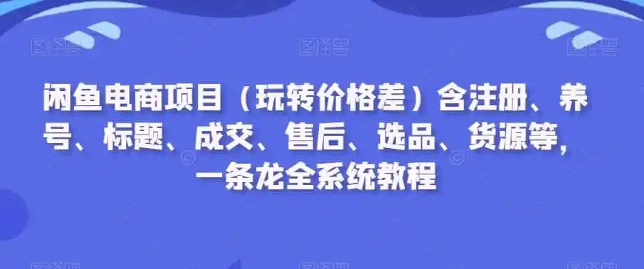 闲鱼电商项目（玩转价格差）含注册、养号、标题、成交、售后、选品、货源等，一条龙全系统教程-一起筹课网